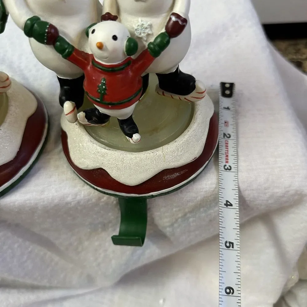 Lot Of 2 Snow Days By Jessica Flick Snowman Stocking Holder Hangers Matching Set